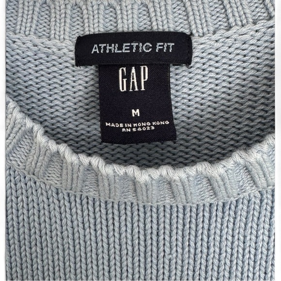 GAP Men’s Baby Blue 100% Cotton Classic Athletic Fit Crewneck Sweater-Size M - Picture 2 of 8
